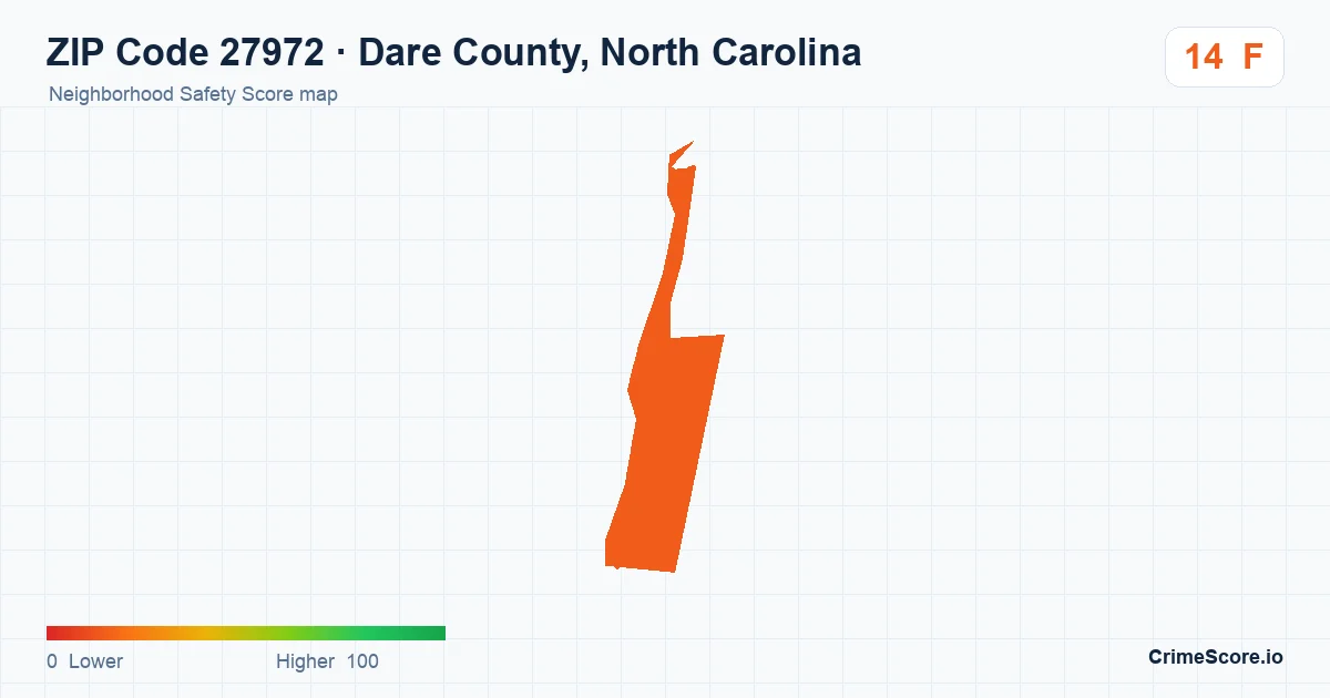 ZIP Code 27972 in Dare County, North Carolina neighborhood Safety Score map
