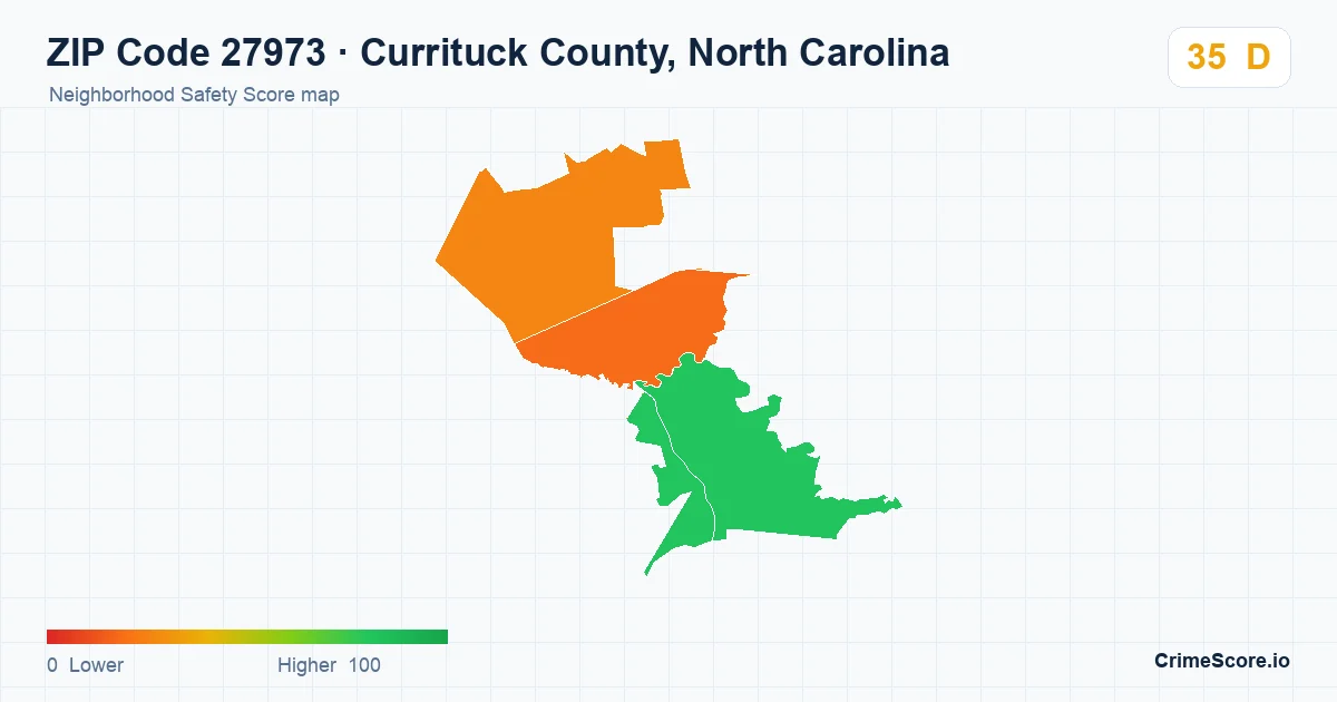 ZIP Code 27973 in Currituck County, North Carolina neighborhood Safety Score map