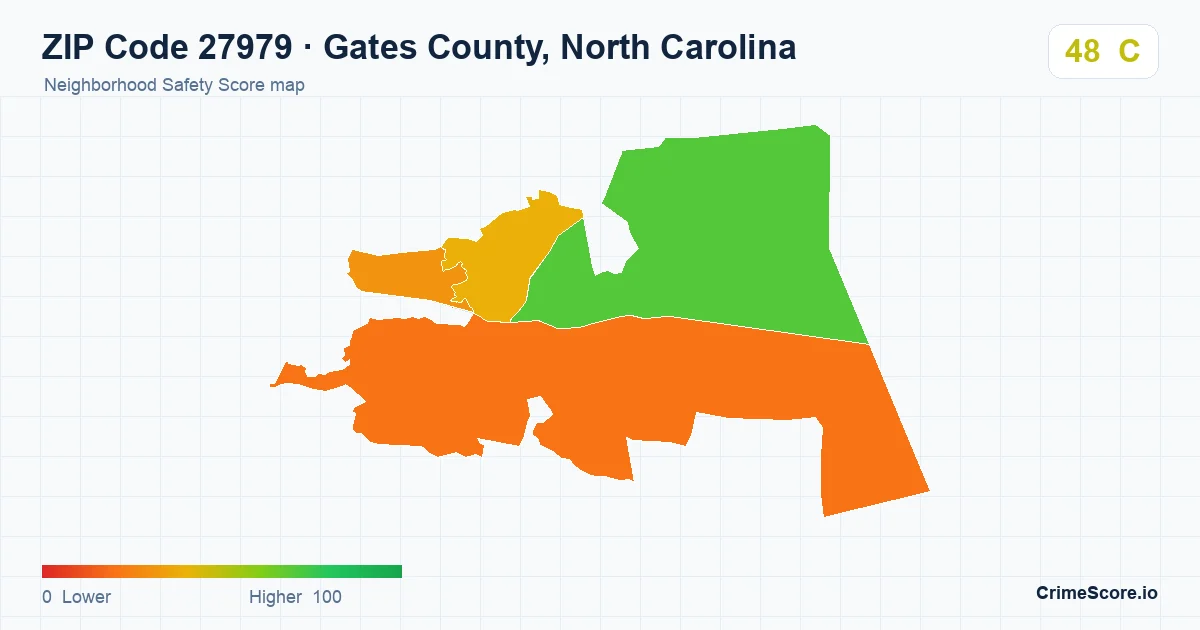 ZIP Code 27979 in Gates County, North Carolina neighborhood Safety Score map