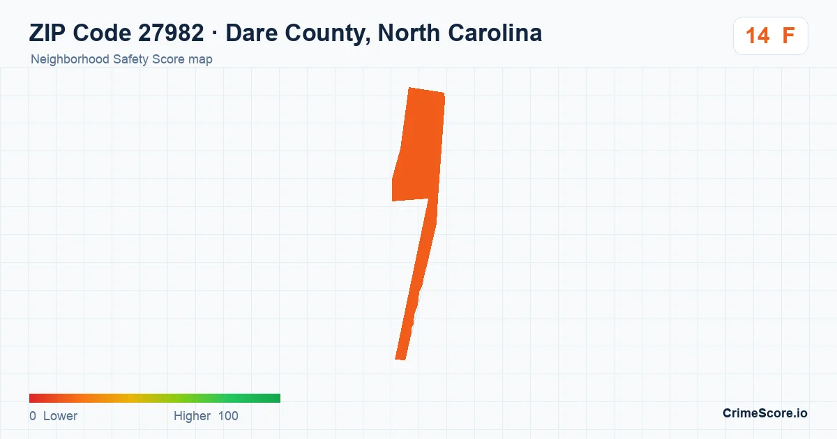 ZIP Code 27982 in Dare County, North Carolina neighborhood Safety Score map