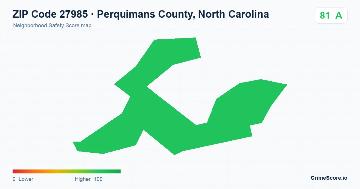 ZIP Code 27985 in Perquimans County, North Carolina neighborhood Safety Score map