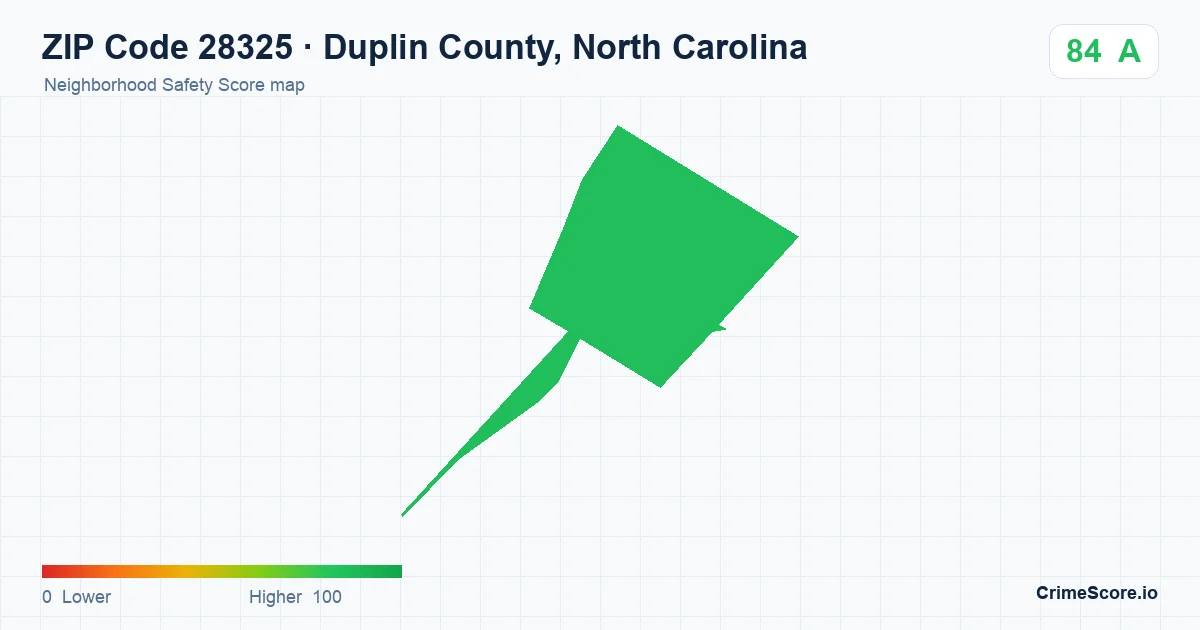 ZIP Code 28325 in Duplin County, North Carolina neighborhood Safety Score map