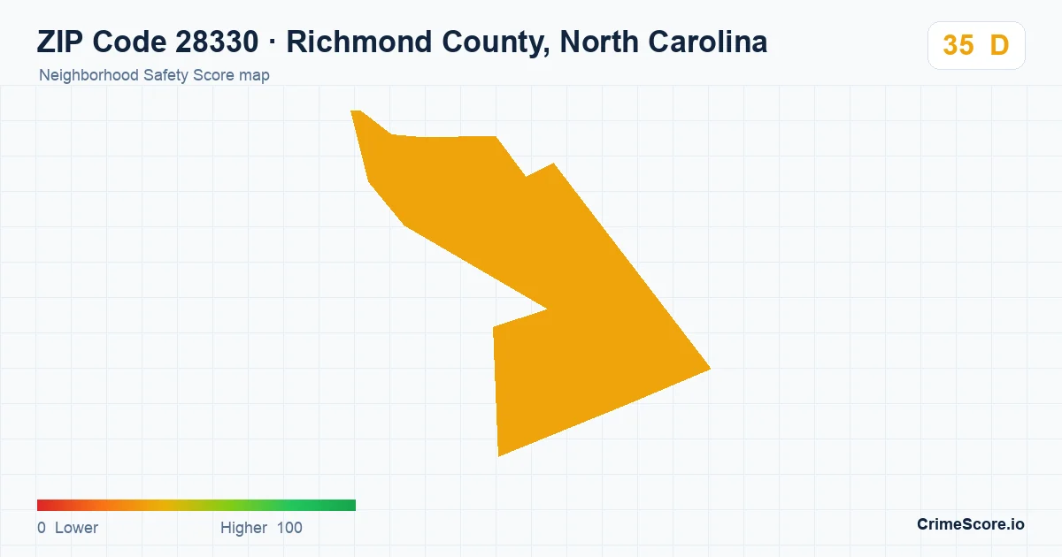 ZIP Code 28330 in Richmond County, North Carolina neighborhood Safety Score map