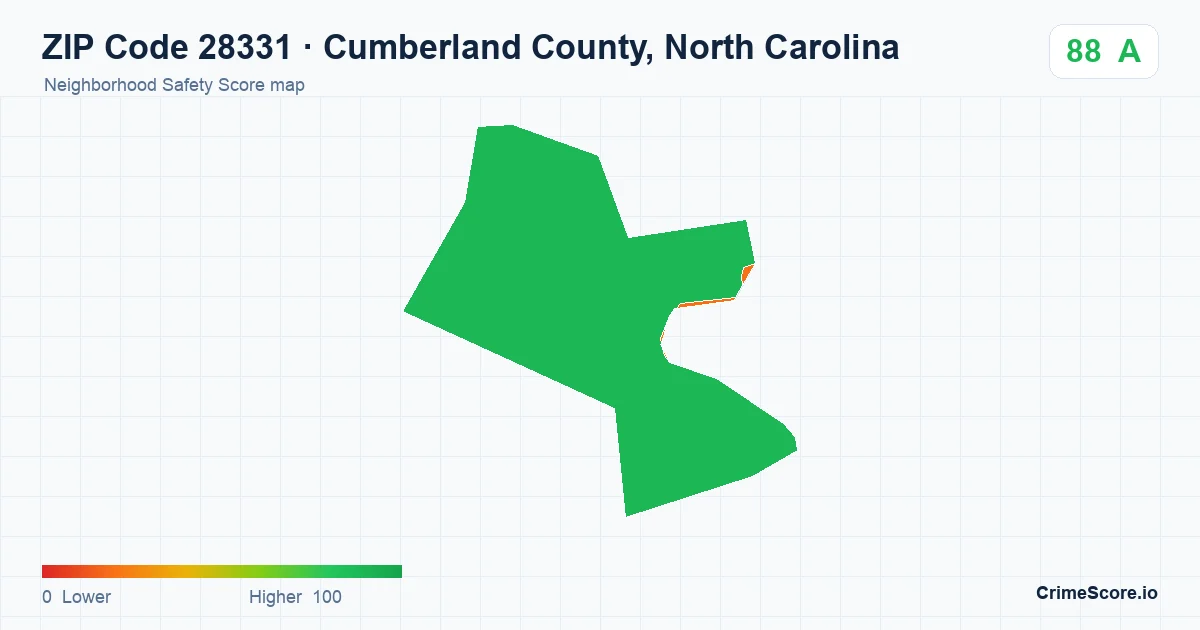 ZIP Code 28331 in Cumberland County, North Carolina neighborhood Safety Score map