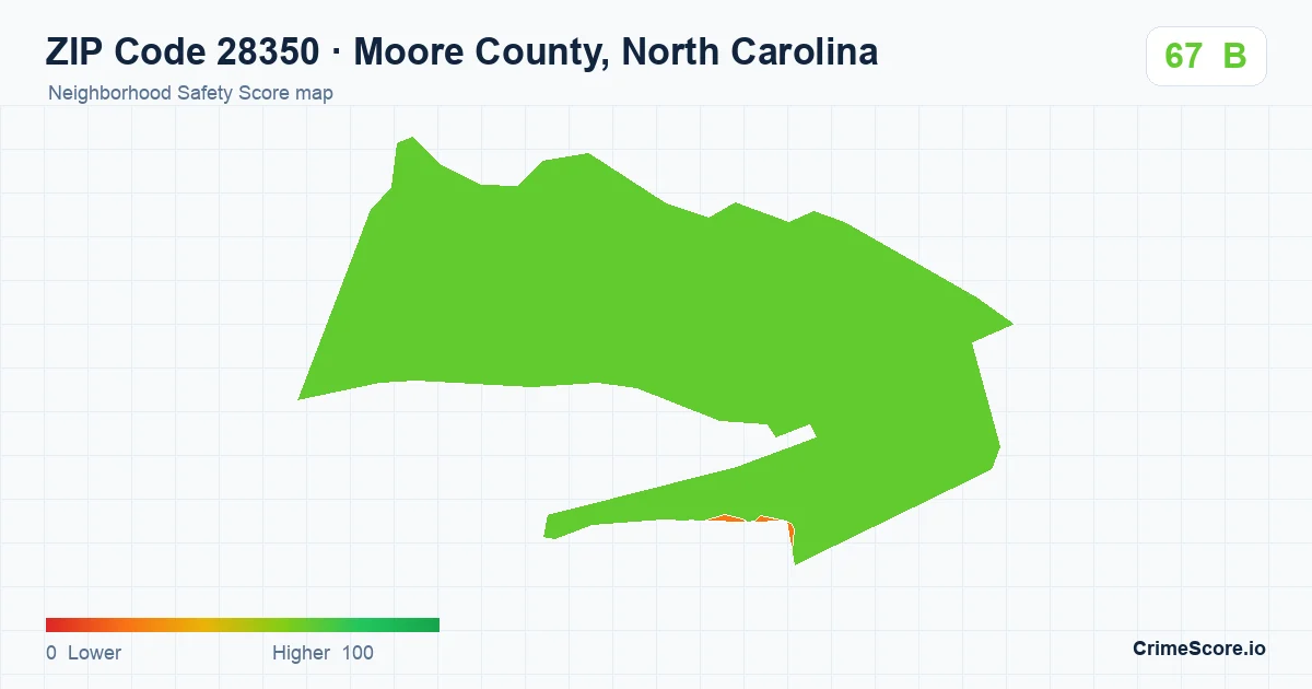 ZIP Code 28350 in Moore County, North Carolina neighborhood Safety Score map