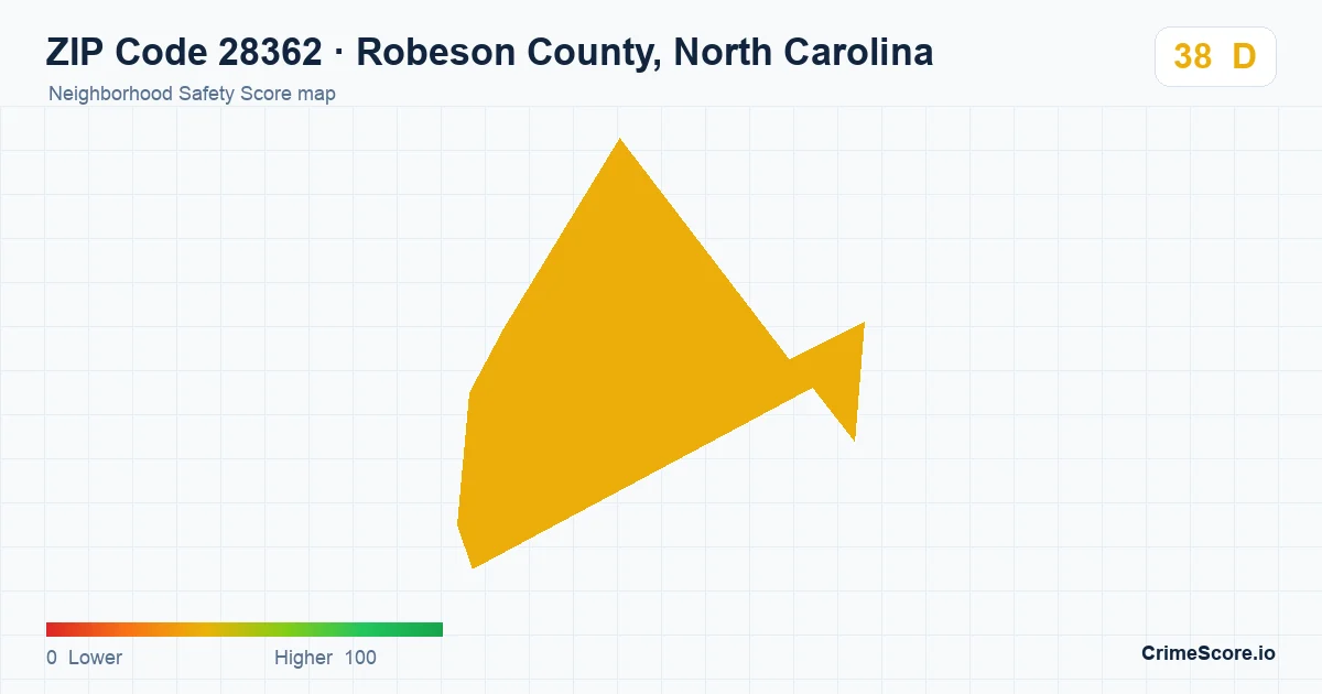 ZIP Code 28362 in Robeson County, North Carolina neighborhood Safety Score map