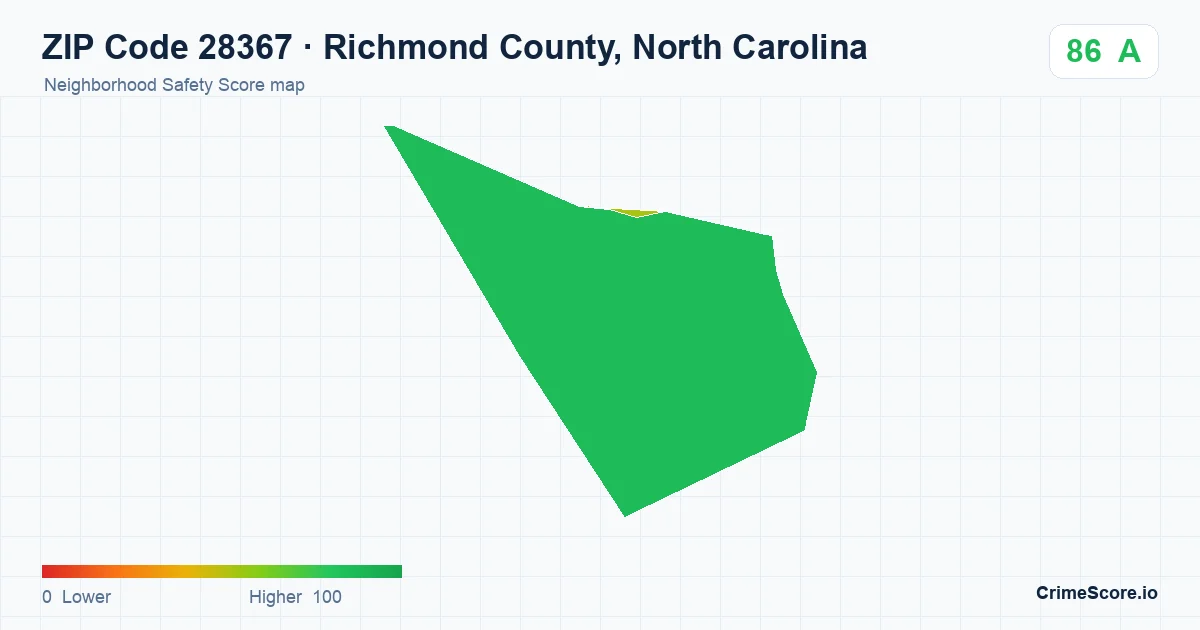 ZIP Code 28367 in Richmond County, North Carolina neighborhood Safety Score map