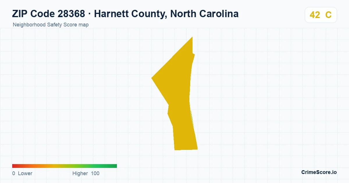 ZIP Code 28368 in Harnett County, North Carolina neighborhood Safety Score map