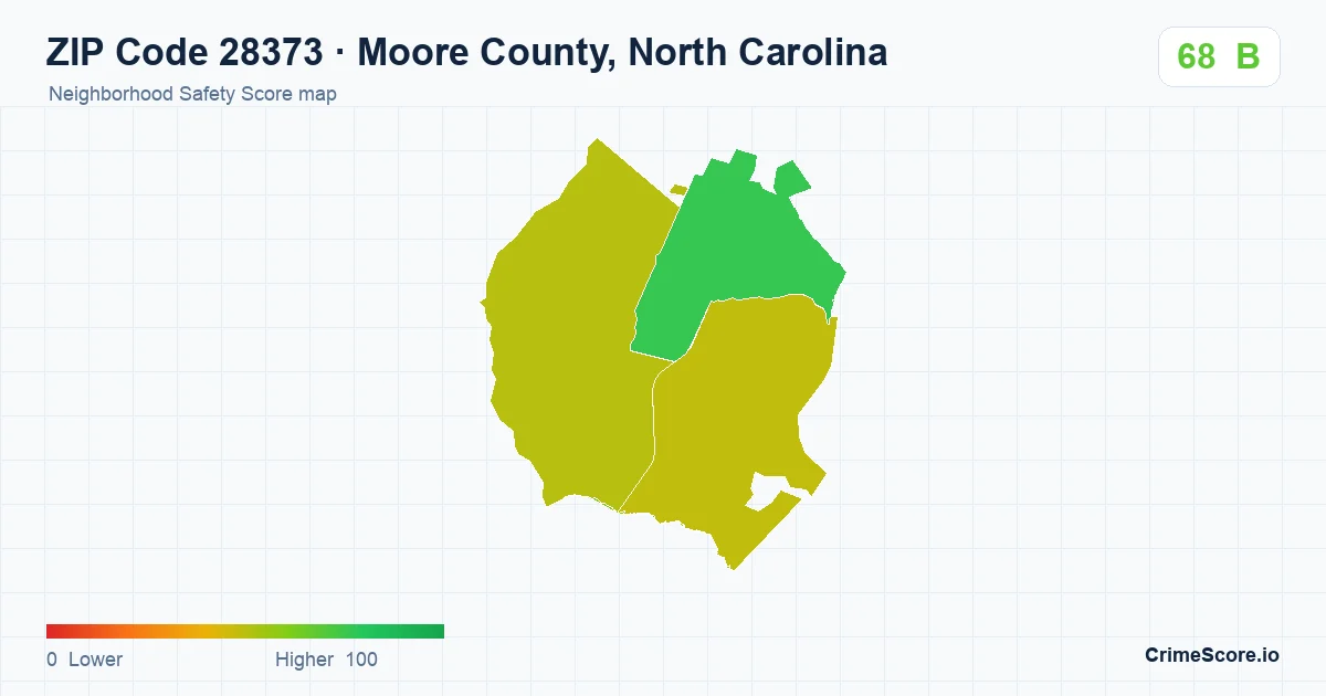 ZIP Code 28373 in Moore County, North Carolina neighborhood Safety Score map