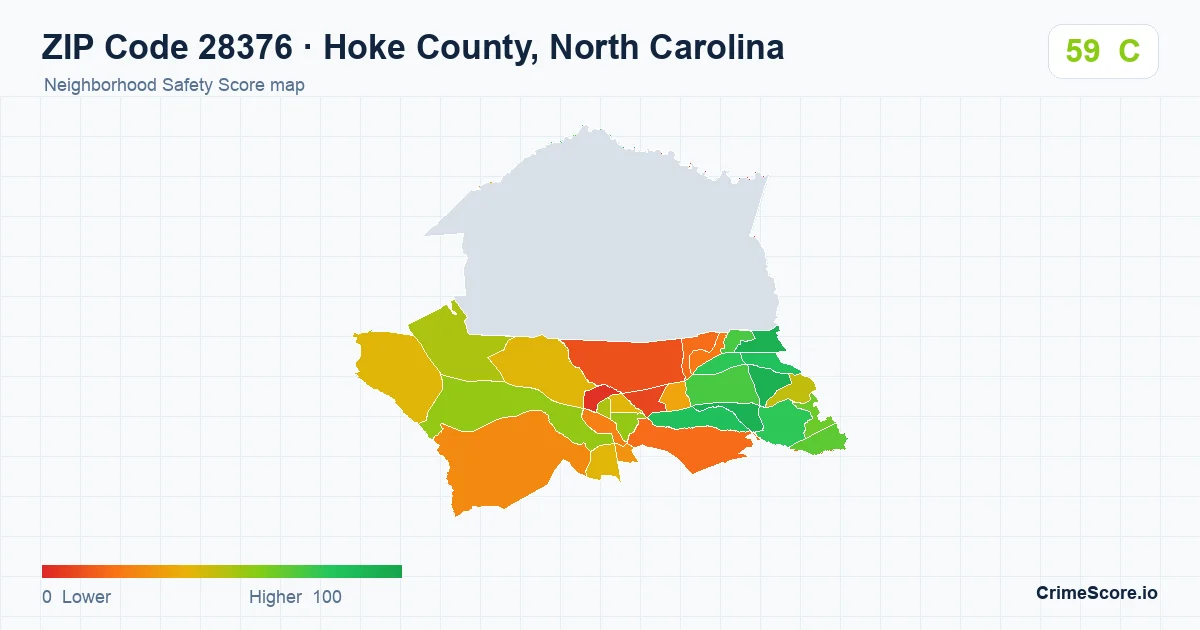 ZIP Code 28376 in Hoke County, North Carolina neighborhood Safety Score map