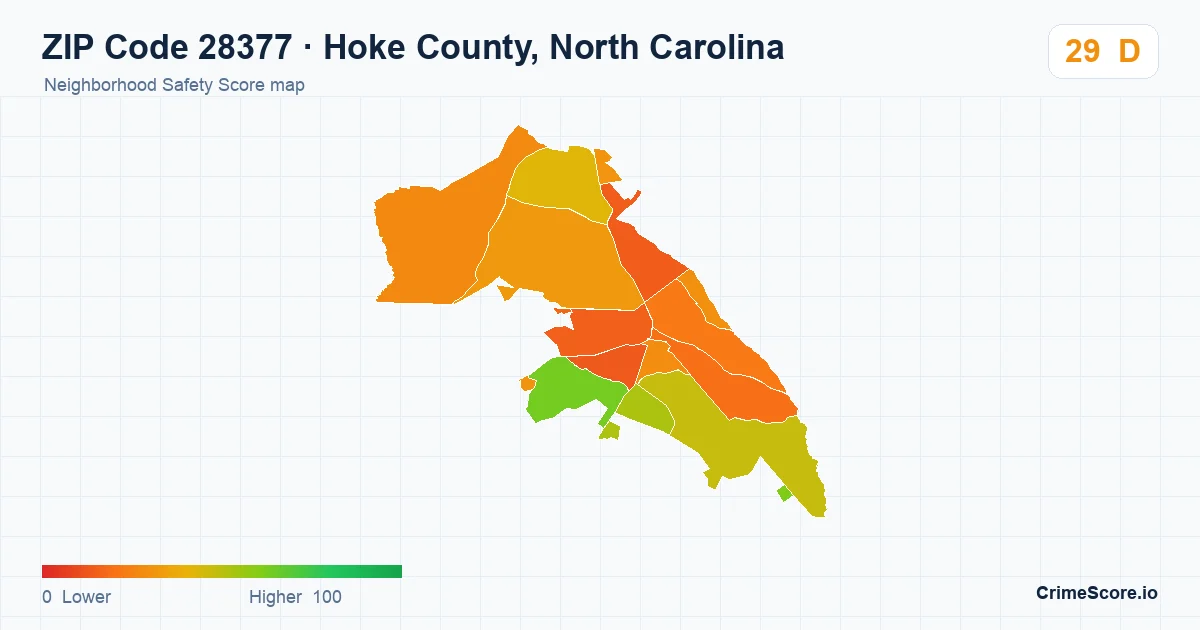 ZIP Code 28377 in Hoke County, North Carolina neighborhood Safety Score map
