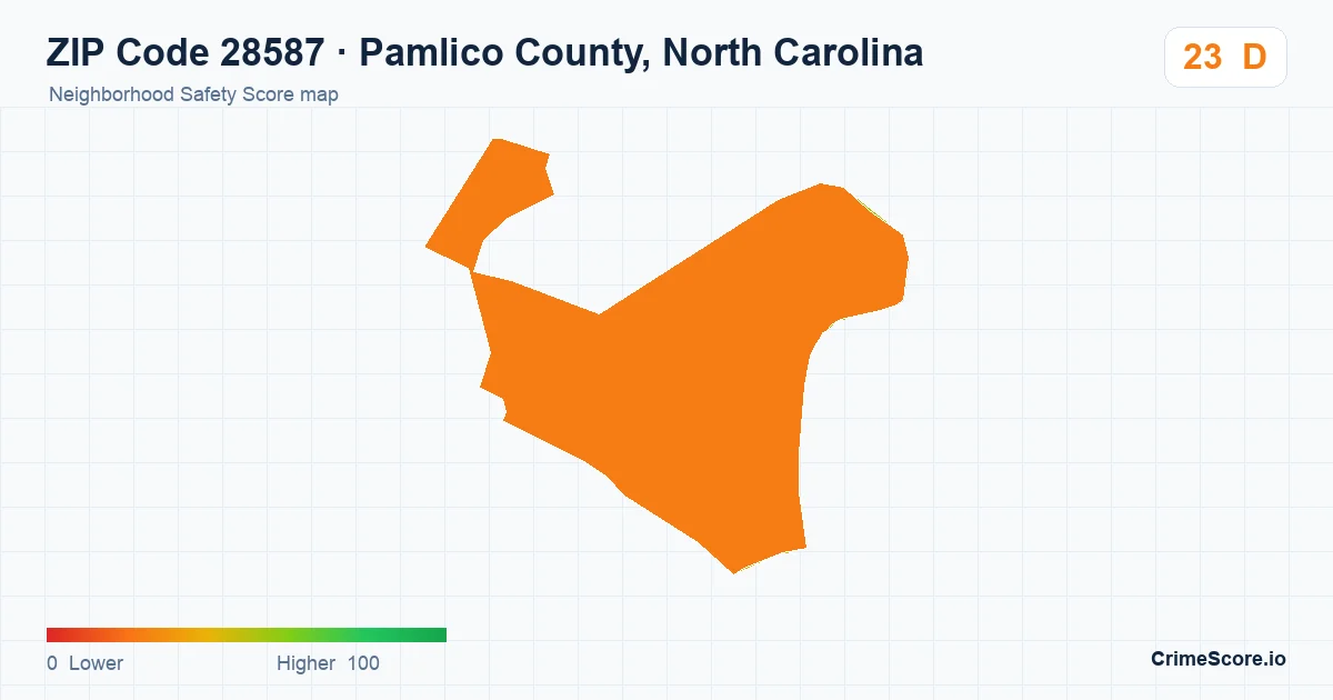 ZIP Code 28587 in Pamlico County, North Carolina neighborhood Safety Score map