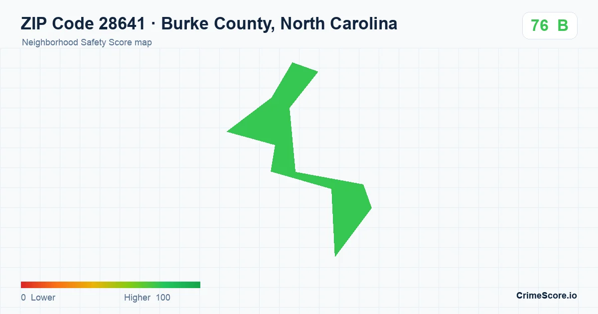 ZIP Code 28641 in Burke County, North Carolina neighborhood Safety Score map