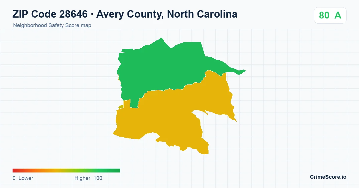 ZIP Code 28646 in Avery County, North Carolina neighborhood Safety Score map