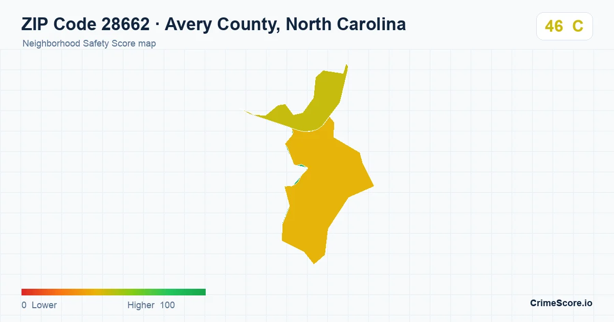 ZIP Code 28662 in Avery County, North Carolina neighborhood Safety Score map