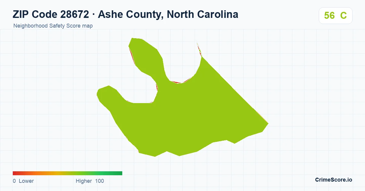 ZIP Code 28672 in Ashe County, North Carolina neighborhood Safety Score map