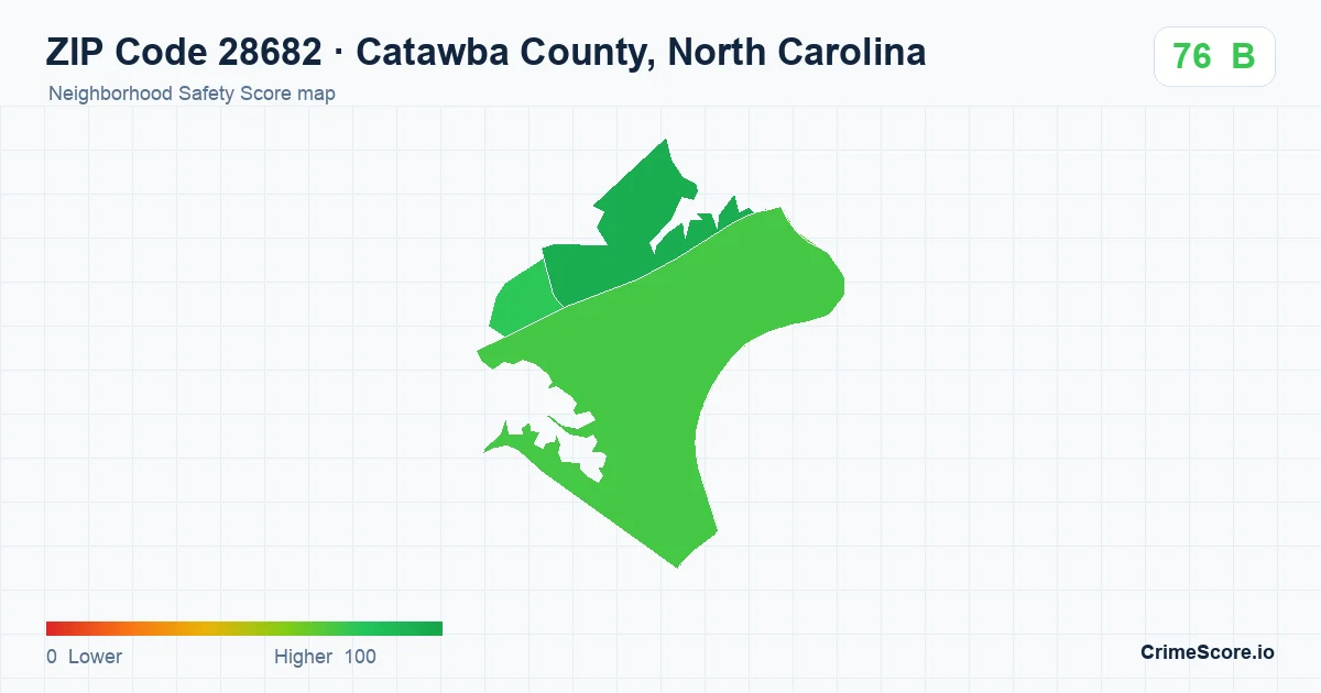 ZIP Code 28682 in Catawba County, North Carolina neighborhood Safety Score map