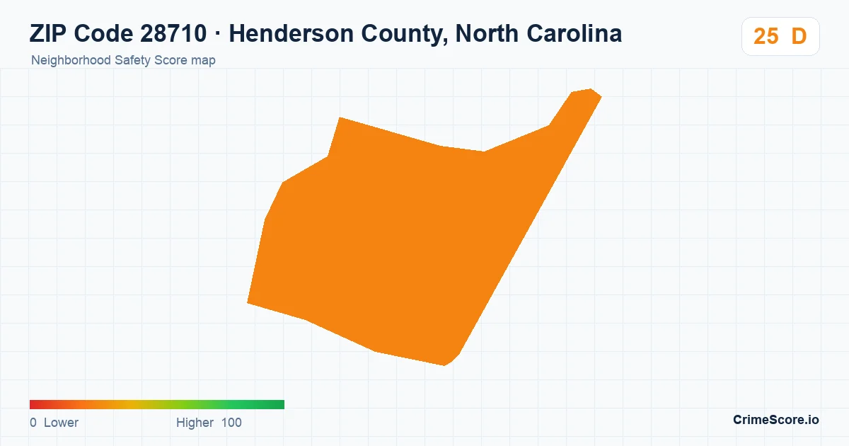 ZIP Code 28710 in Henderson County, North Carolina neighborhood Safety Score map