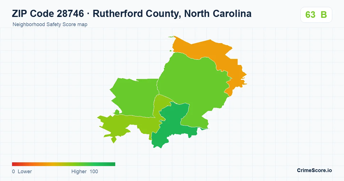 ZIP Code 28746 in Rutherford County, North Carolina neighborhood Safety Score map