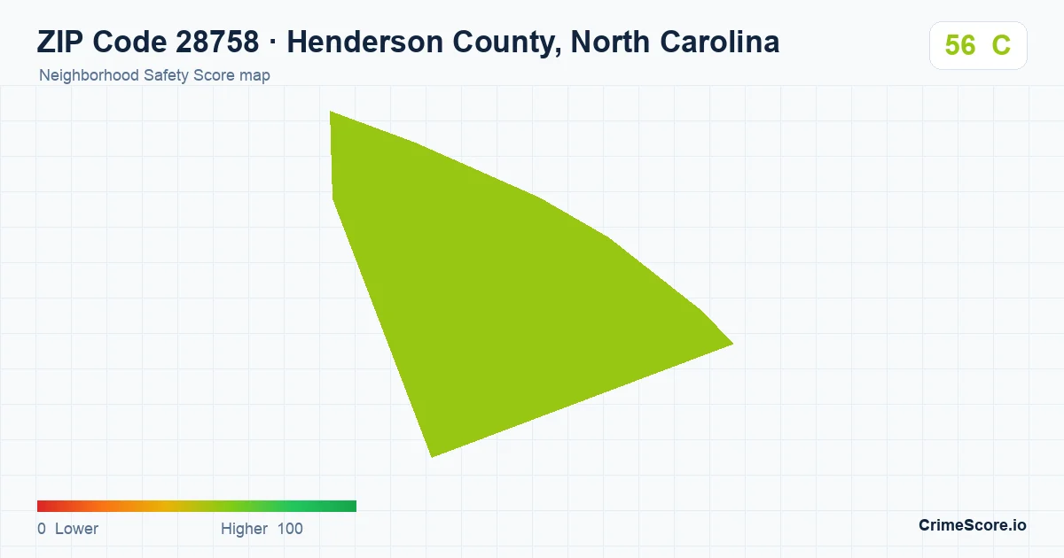 ZIP Code 28758 in Henderson County, North Carolina neighborhood Safety Score map