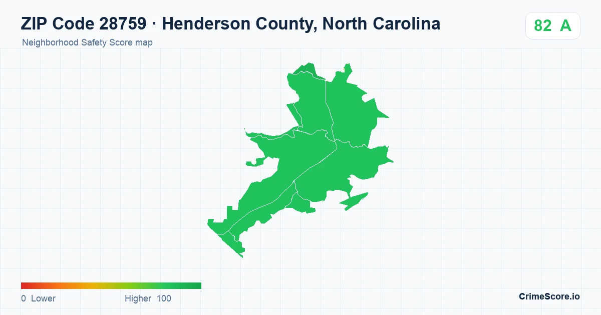 ZIP Code 28759 in Henderson County, North Carolina neighborhood Safety Score map