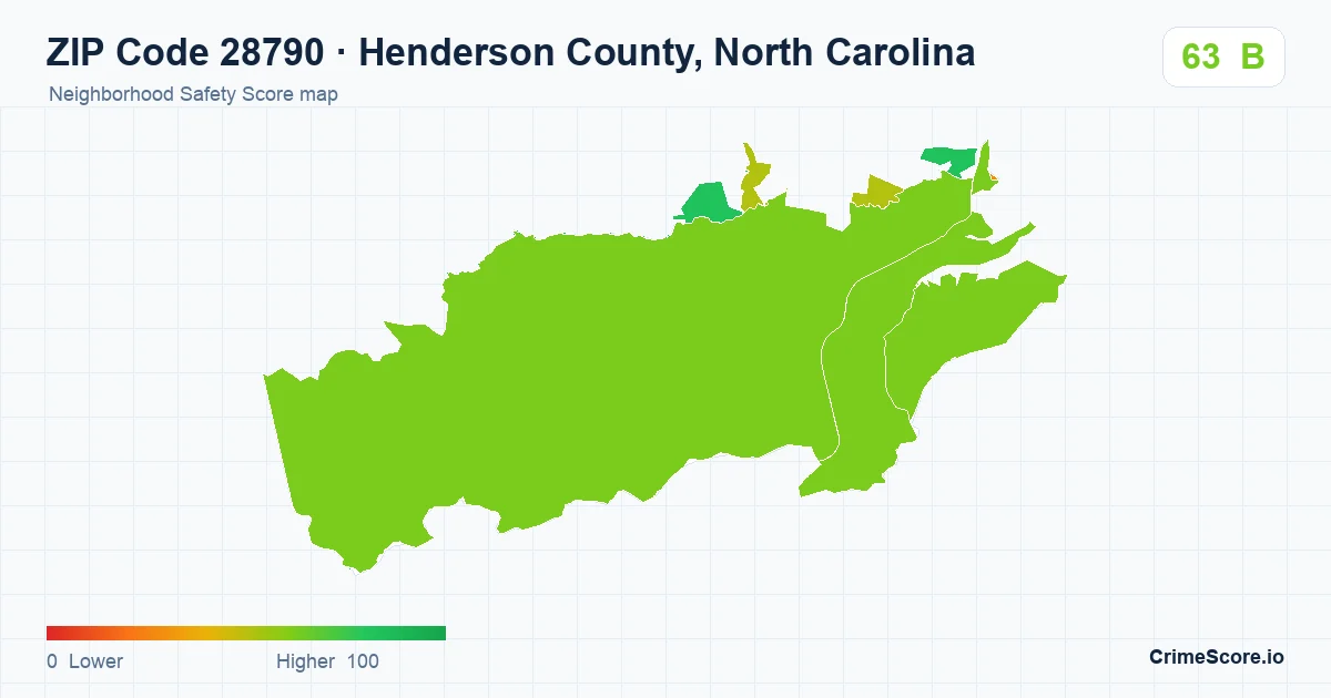 ZIP Code 28790 in Henderson County, North Carolina neighborhood Safety Score map