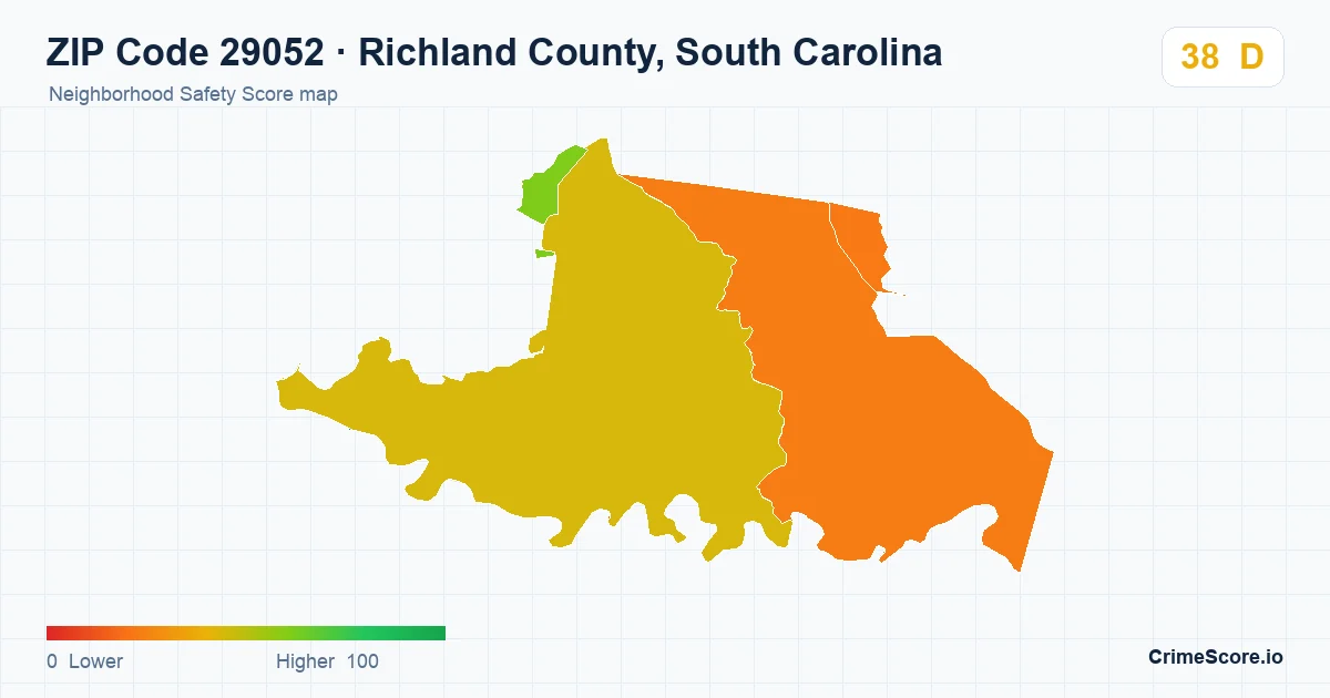 ZIP Code 29052 in Richland County, South Carolina neighborhood Safety Score map