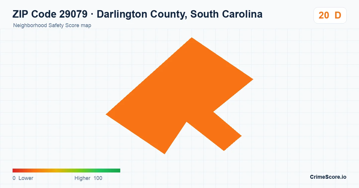 ZIP Code 29079 in Darlington County, South Carolina neighborhood Safety Score map