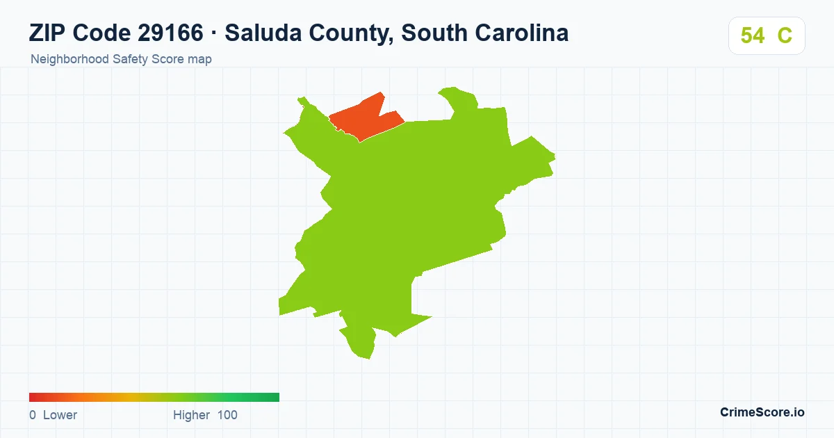 ZIP Code 29166 in Saluda County, South Carolina neighborhood Safety Score map