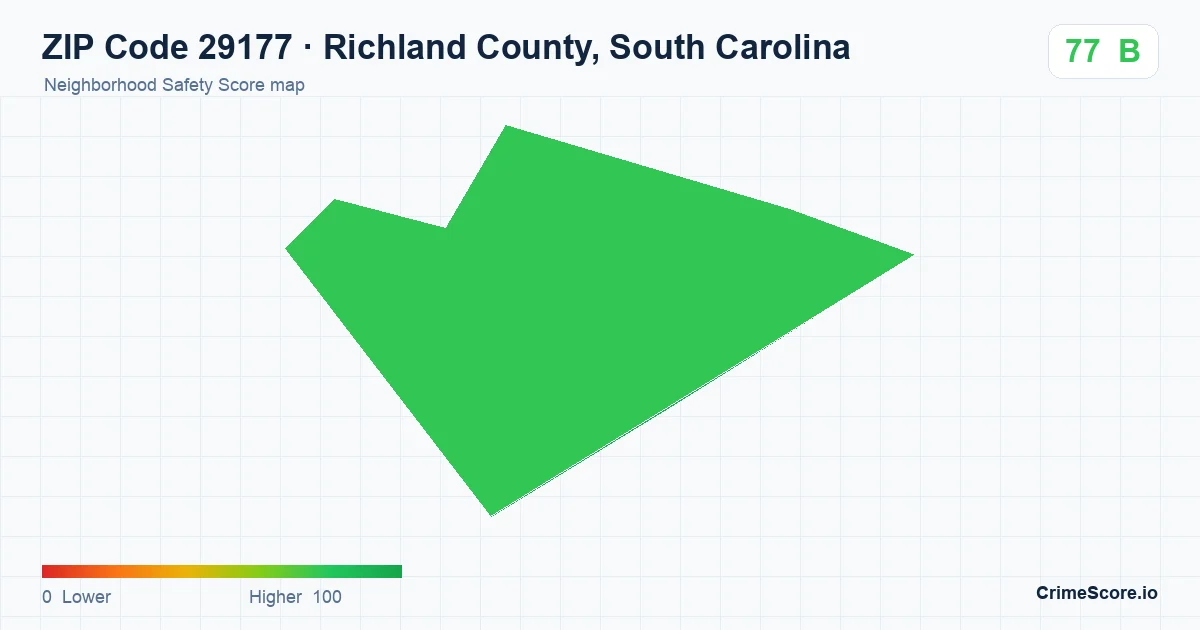 ZIP Code 29177 in Richland County, South Carolina neighborhood Safety Score map