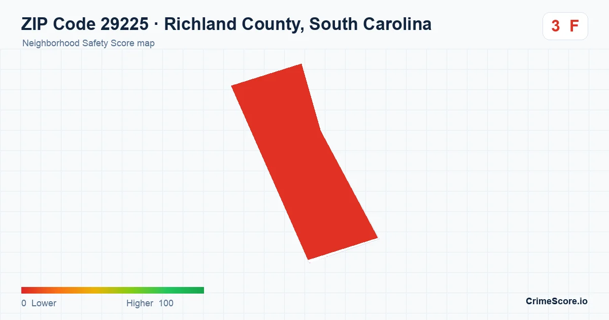 ZIP Code 29225 in Richland County, South Carolina neighborhood Safety Score map