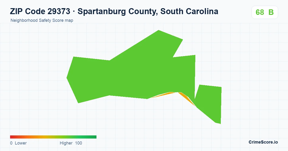 ZIP Code 29373 in Spartanburg County, South Carolina neighborhood Safety Score map