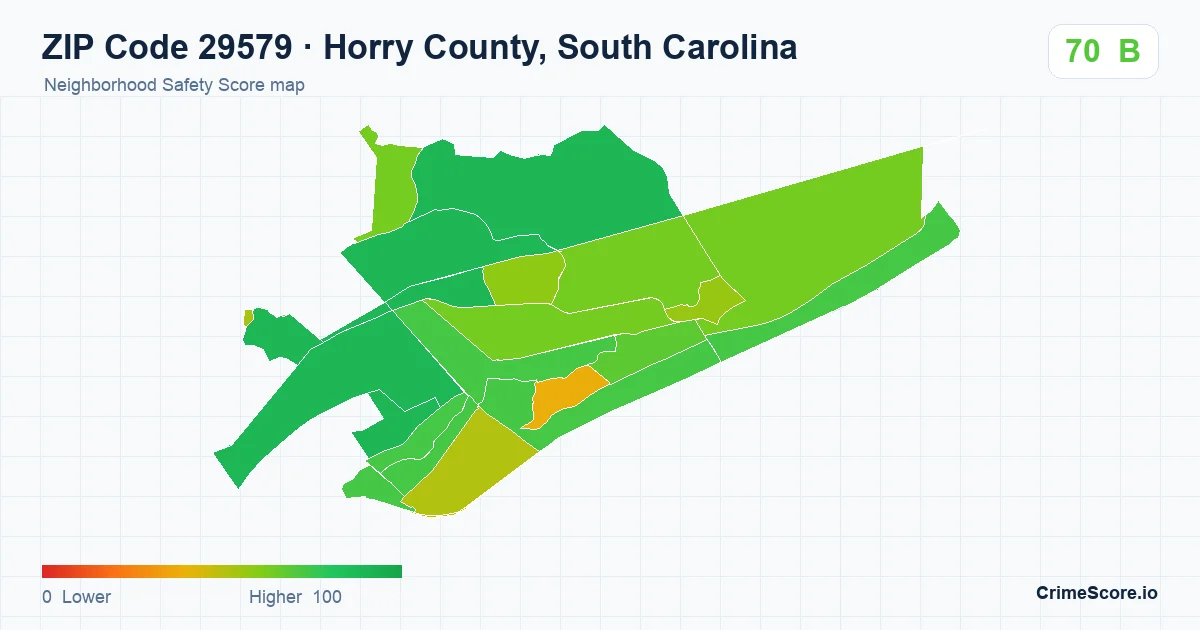 ZIP Code 29579 in Horry County, South Carolina neighborhood Safety Score map