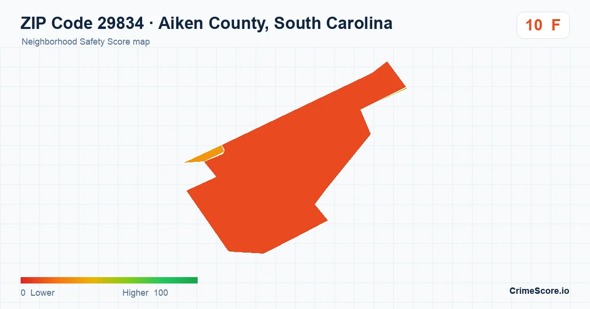 ZIP Code 29834 in Aiken County, South Carolina neighborhood Safety Score map