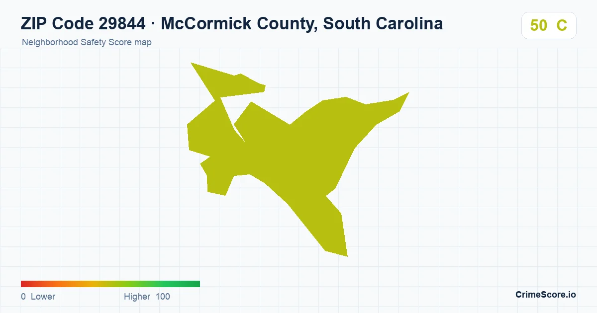 ZIP Code 29844 in McCormick County, South Carolina neighborhood Safety Score map