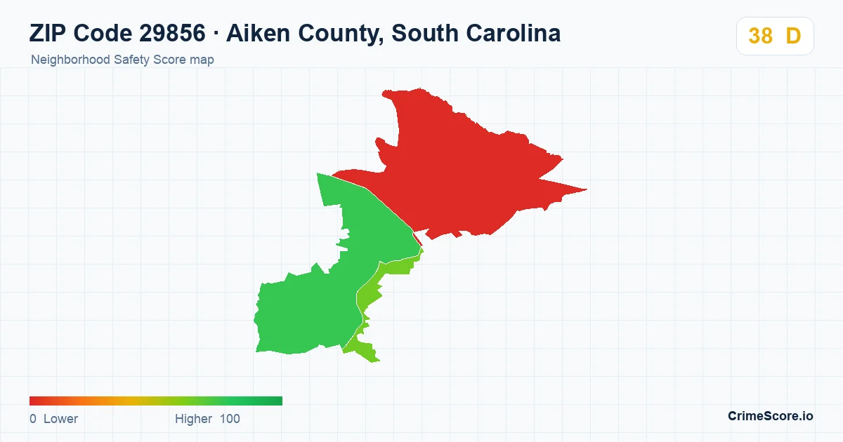 ZIP Code 29856 in Aiken County, South Carolina neighborhood Safety Score map