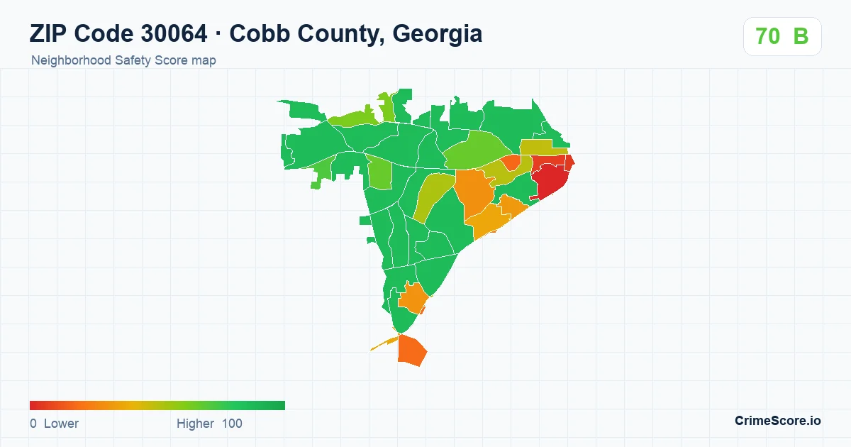 ZIP Code 30064 in Cobb County, Georgia neighborhood Safety Score map