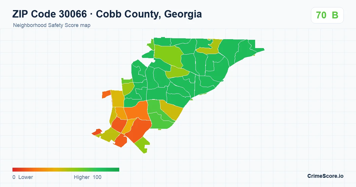 ZIP Code 30066 in Cobb County, Georgia neighborhood Safety Score map