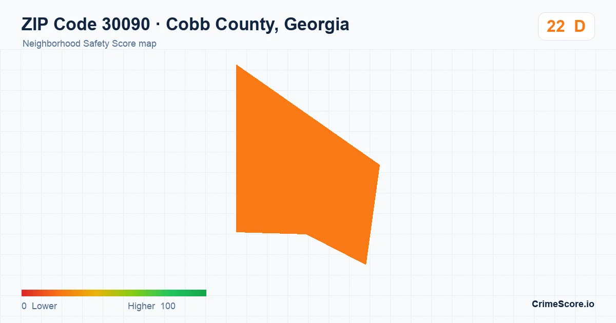ZIP Code 30090 in Cobb County, Georgia neighborhood Safety Score map
