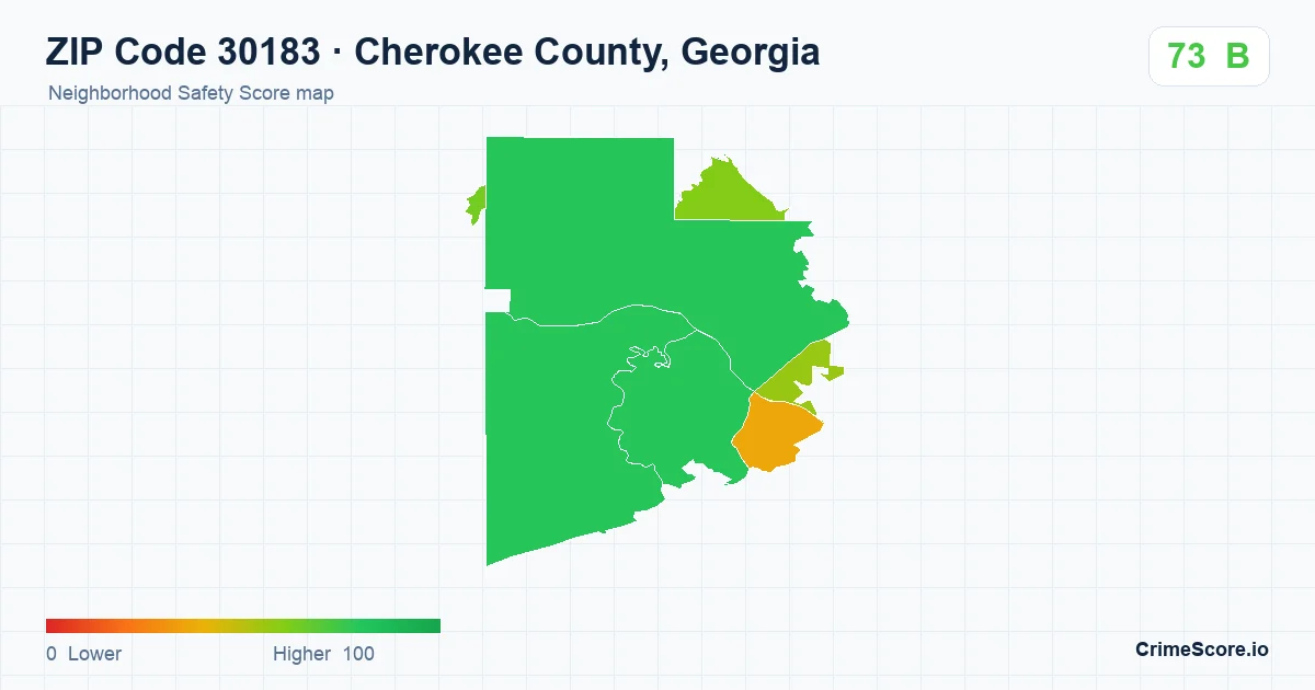 ZIP Code 30183 in Cherokee County, Georgia neighborhood Safety Score map