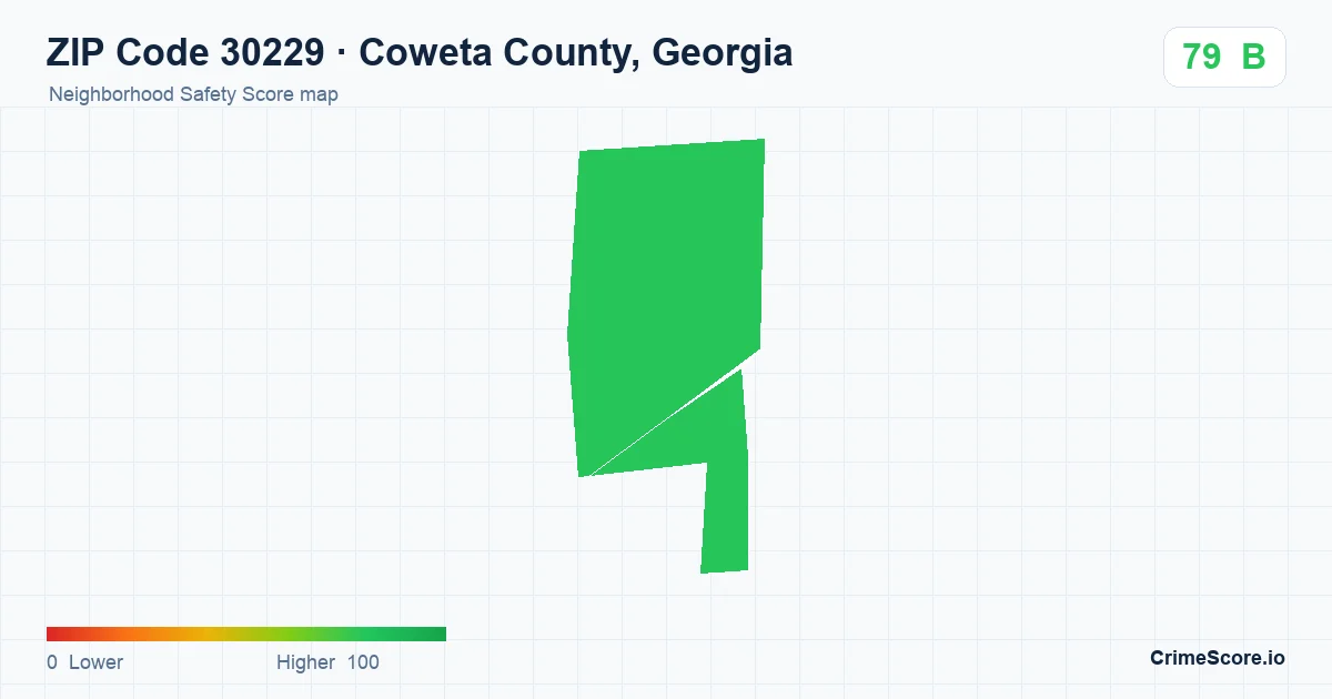 ZIP Code 30229 in Coweta County, Georgia neighborhood Safety Score map