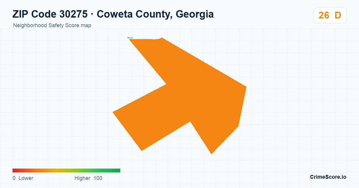 ZIP Code 30275 in Coweta County, Georgia neighborhood Safety Score map