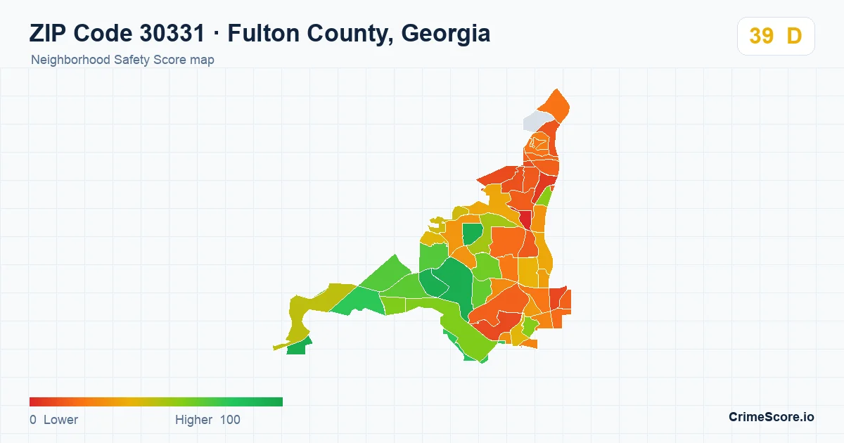 ZIP Code 30331 in Fulton County, Georgia neighborhood Safety Score map