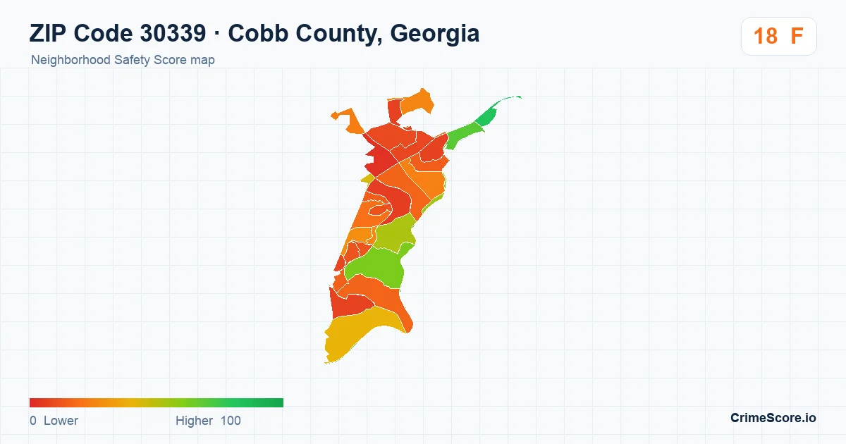 ZIP Code 30339 in Cobb County, Georgia neighborhood Safety Score map