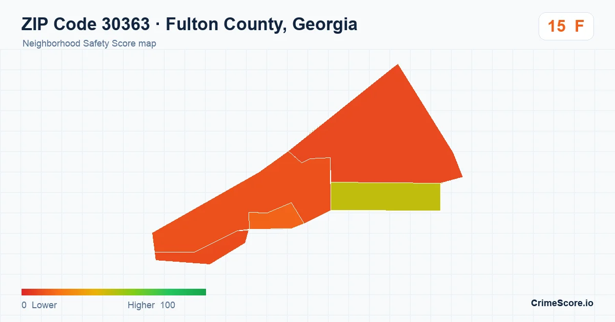 ZIP Code 30363 in Fulton County, Georgia neighborhood Safety Score map