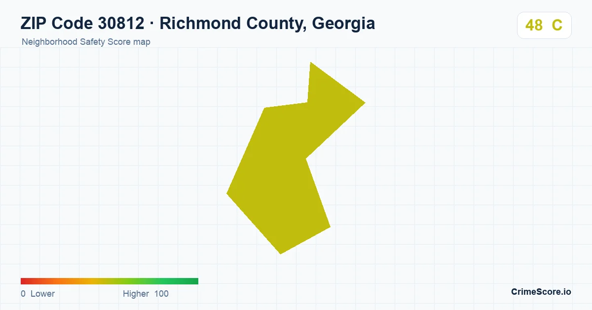 ZIP Code 30812 in Richmond County, Georgia neighborhood Safety Score map