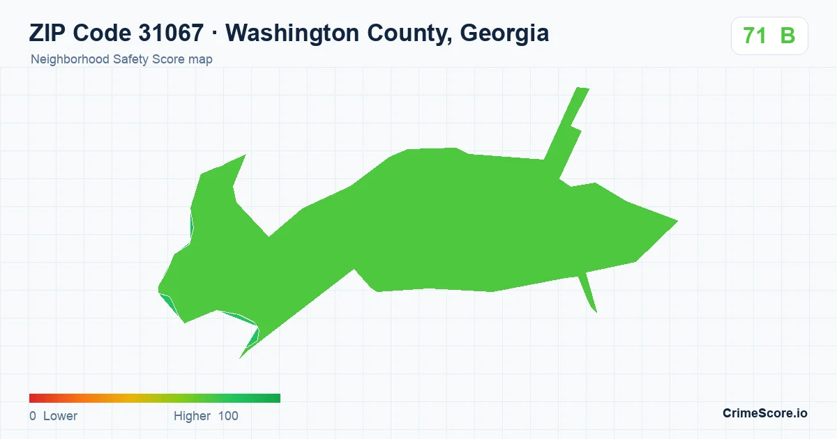 ZIP Code 31067 in Washington County, Georgia neighborhood Safety Score map