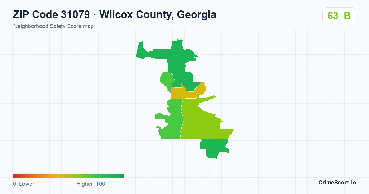 ZIP Code 31079 in Wilcox County, Georgia neighborhood Safety Score map
