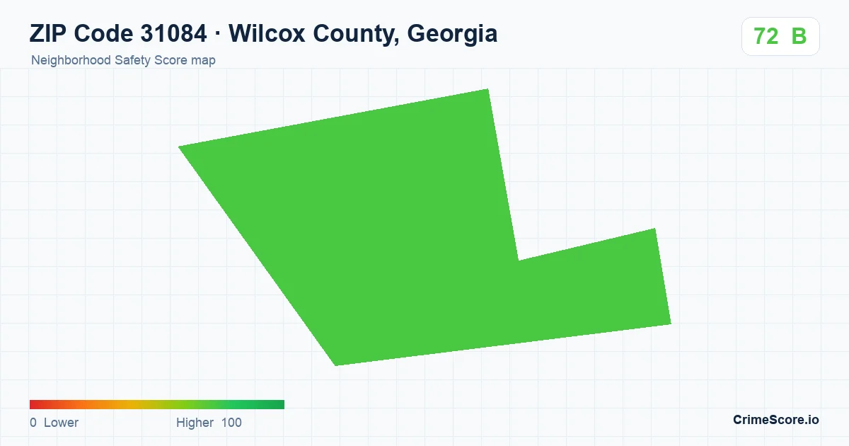 ZIP Code 31084 in Wilcox County, Georgia neighborhood Safety Score map
