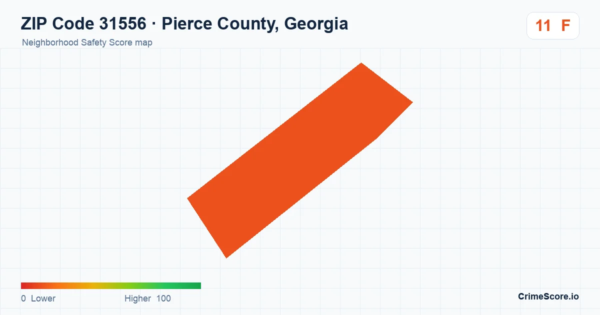 ZIP Code 31556 in Pierce County, Georgia neighborhood Safety Score map